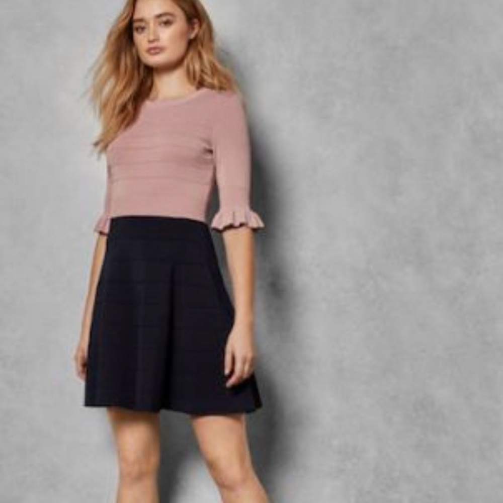 NEW Pink and Navy Knit Dress